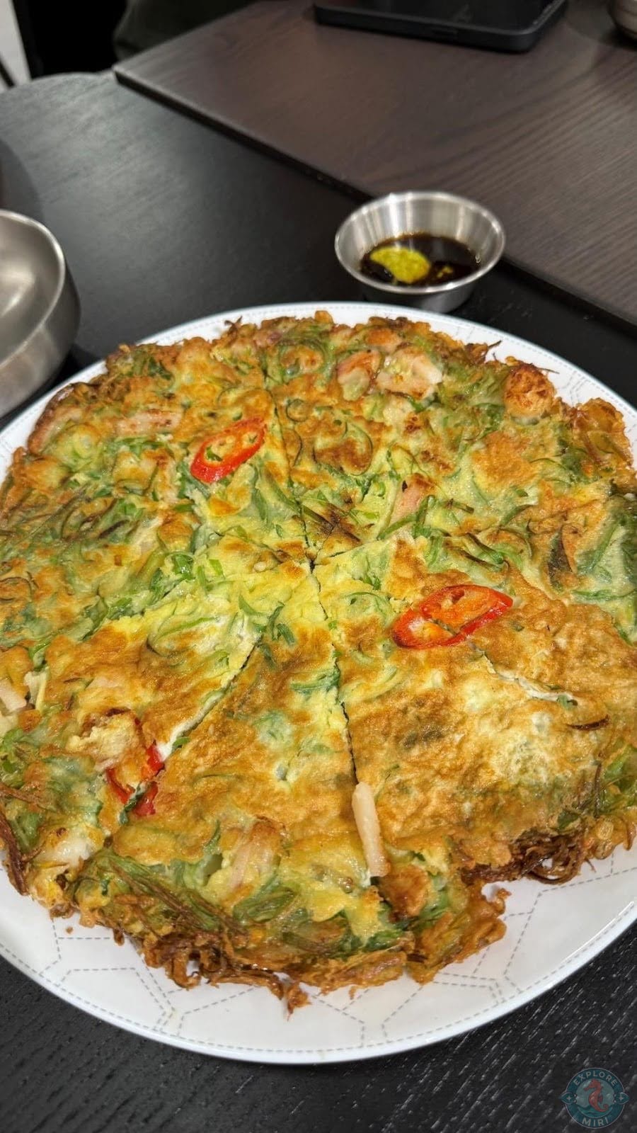 Korean pancakes which had a golden crisp edges and soft insides