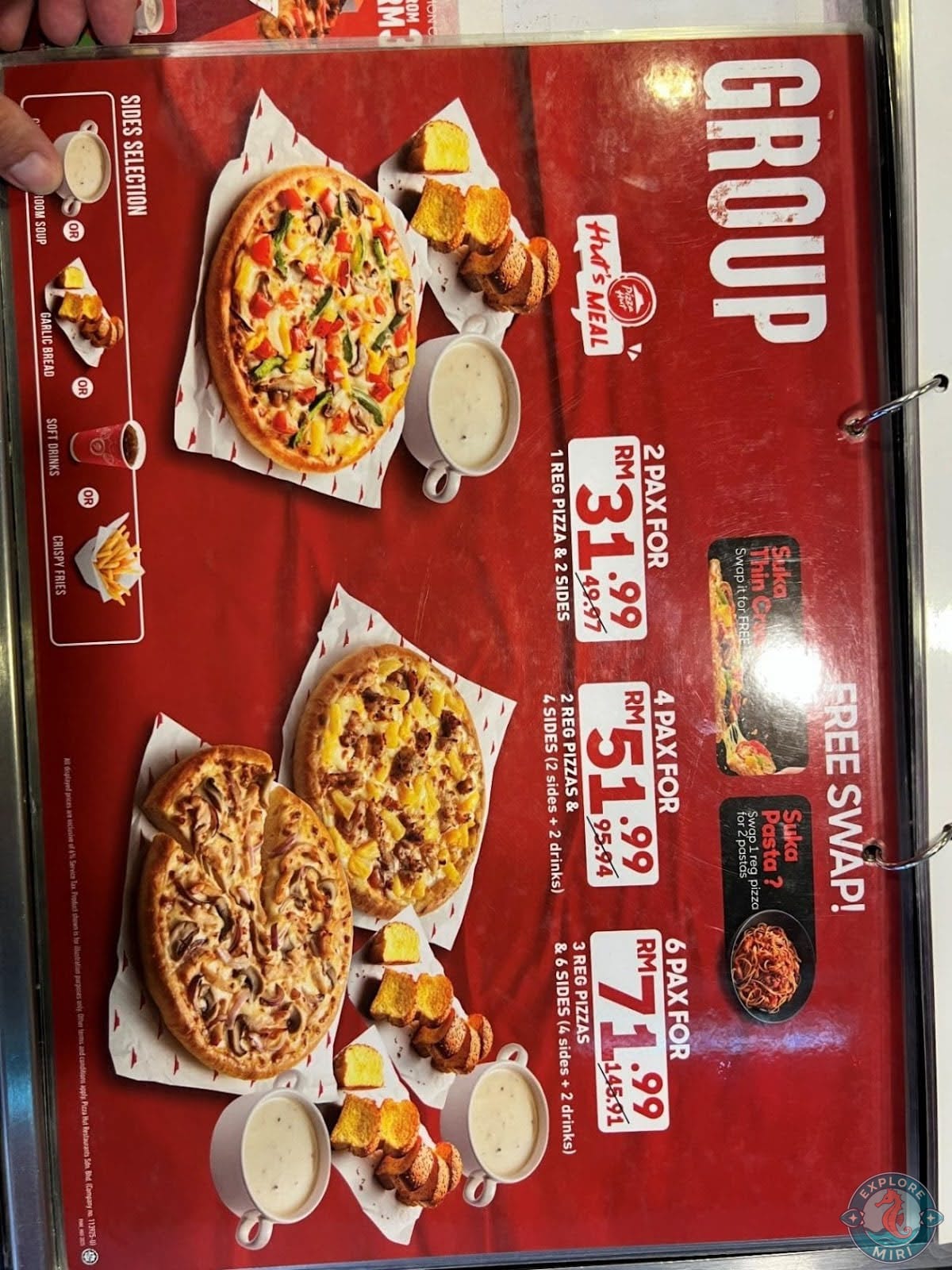Menu of Pizza Hut Bintang Megamall group meals