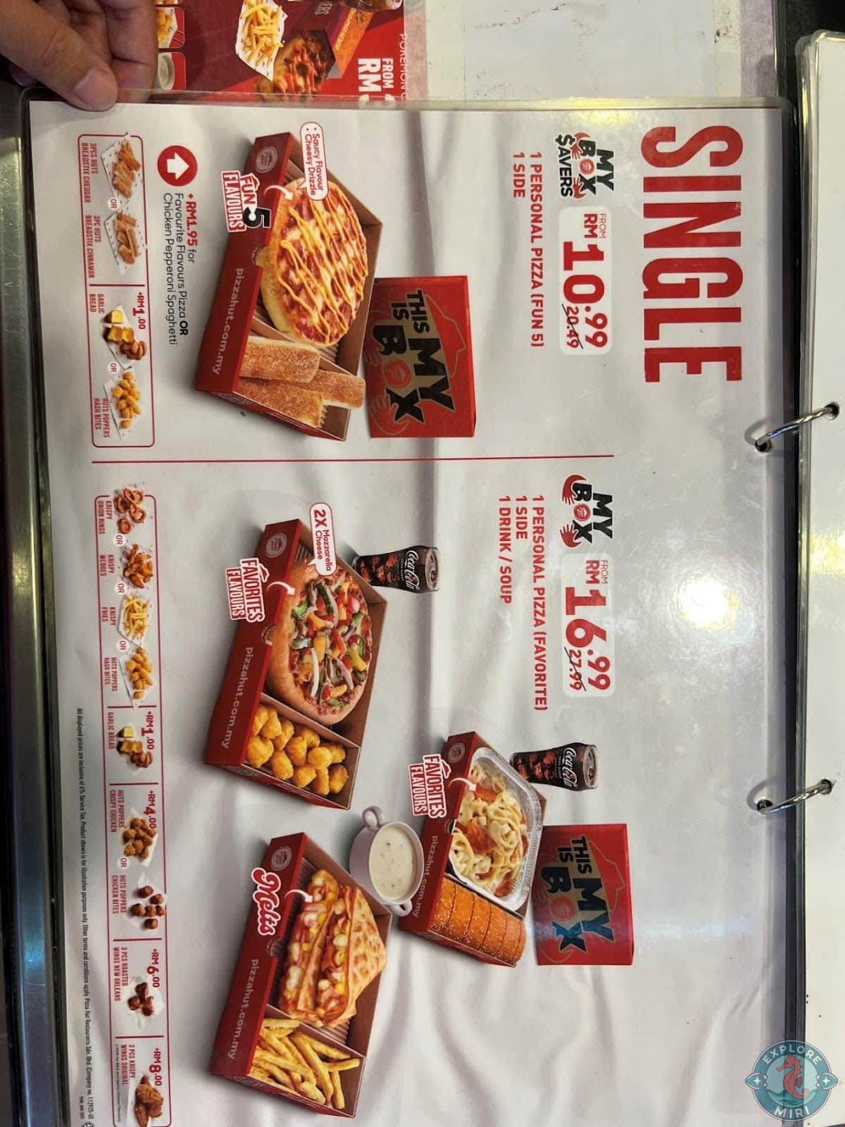 Menu of Pizza Hut Bintang Megamall single meals