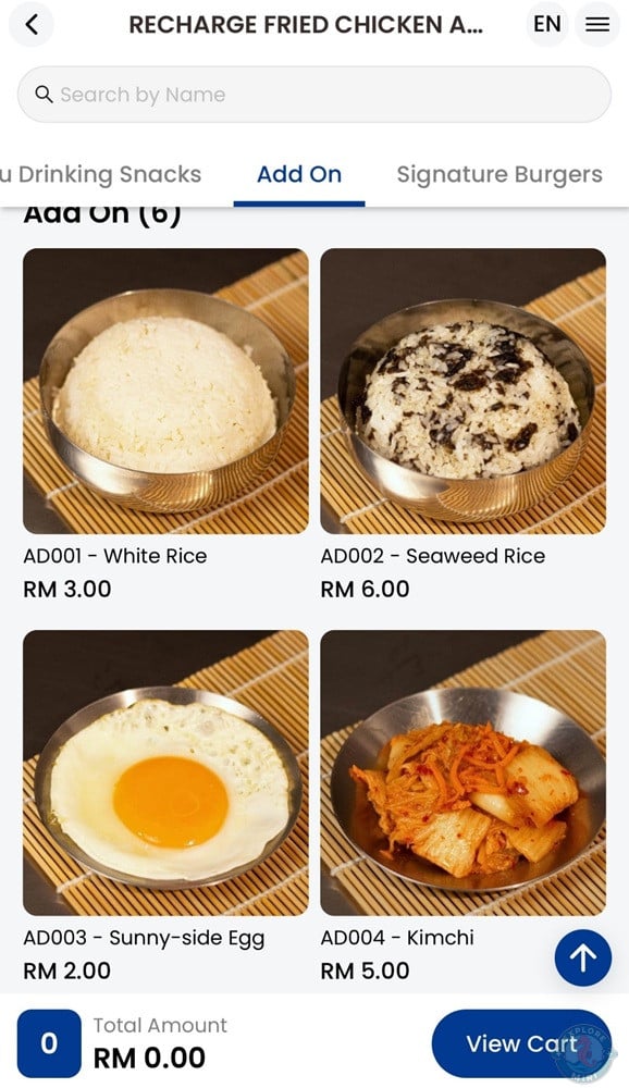 Recharge Miri Add On Menu