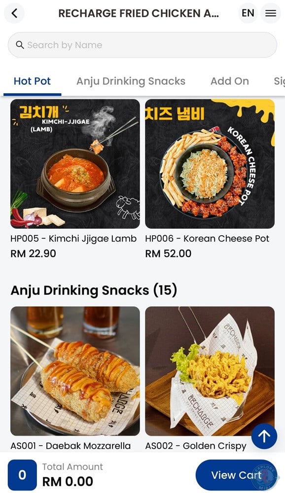 Recharge Miri Hot Pot Menu