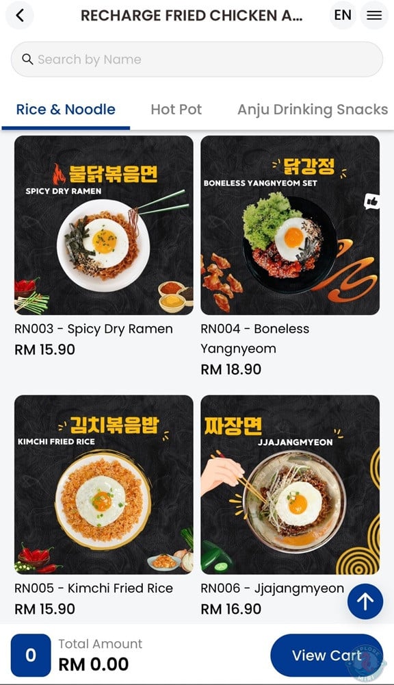 Recharge Miri Rice and Noodle Menu