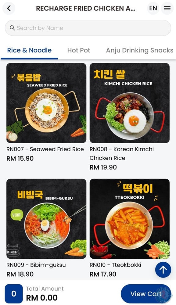 Recharge Miri Rice and Noodle Menu