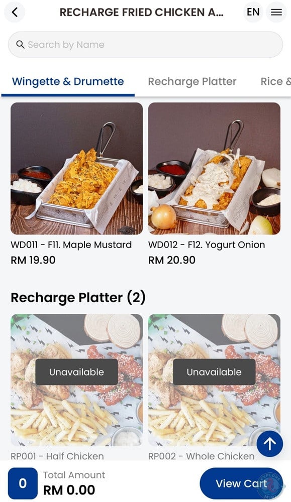 Recharge Miri Wingette and Drumette Menu