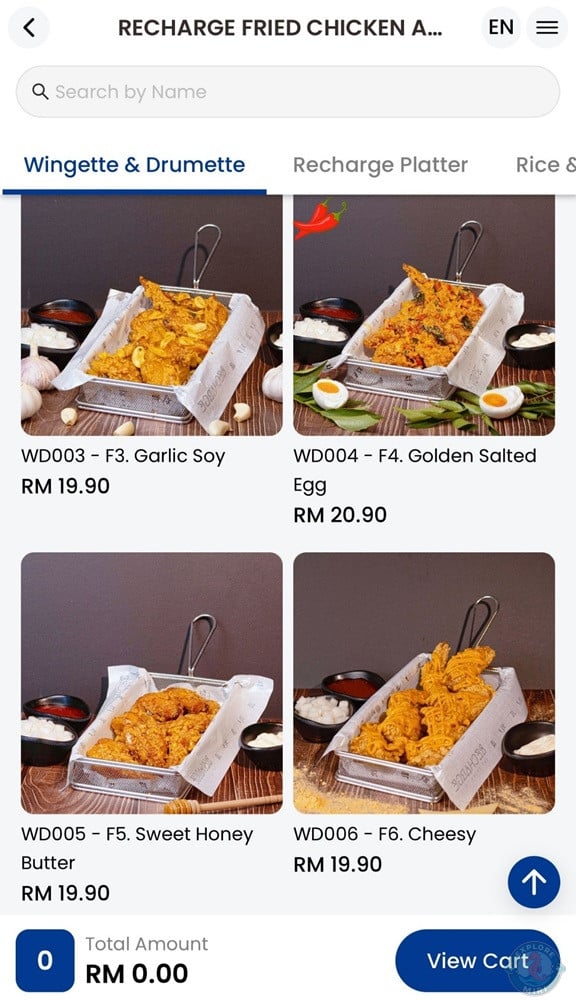 Recharge Miri Wingette and Drumette Menu