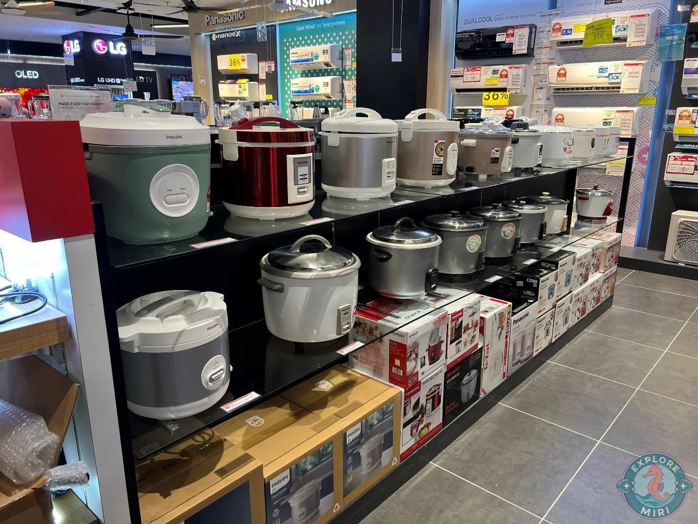 Rice Cookers lined up for display again