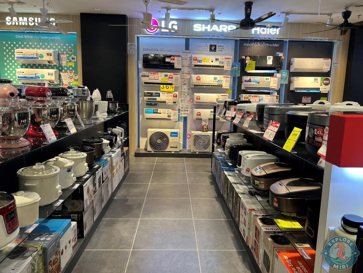 Rice Cookers lined up for display