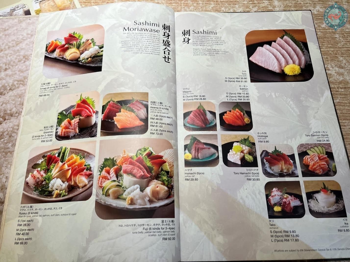 Sashimi dish options