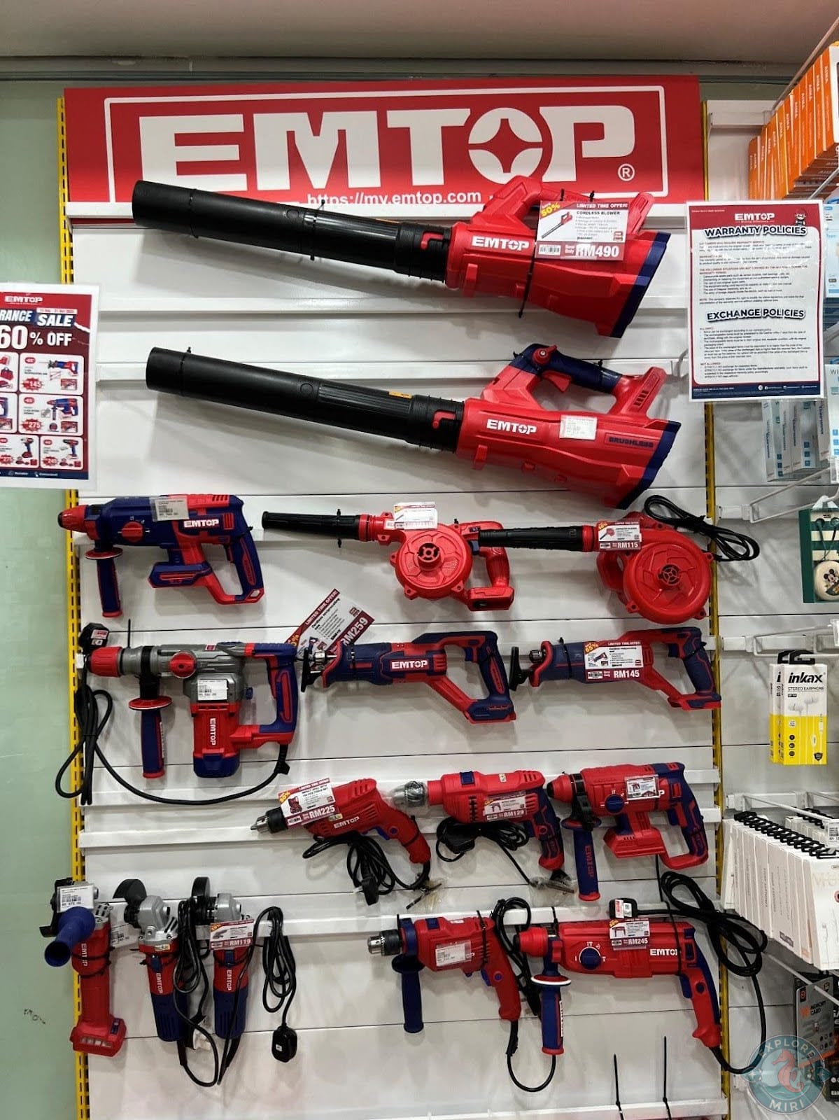 drills, leaf blowers and grinding and cutting machines