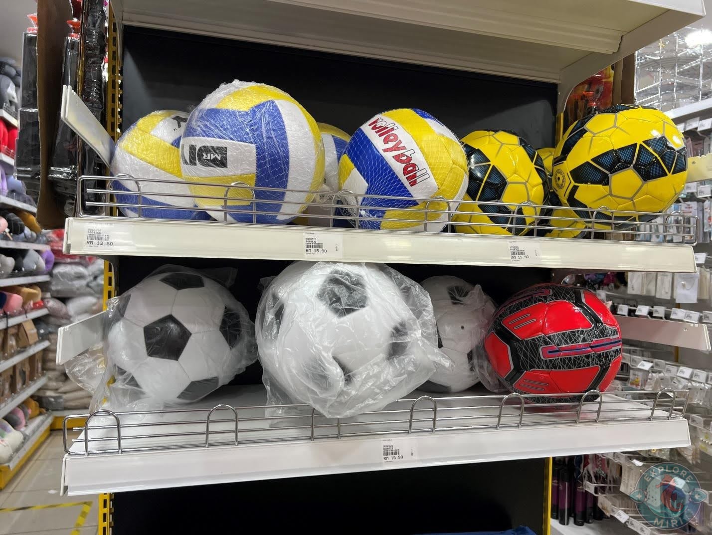footballs and volleyballs