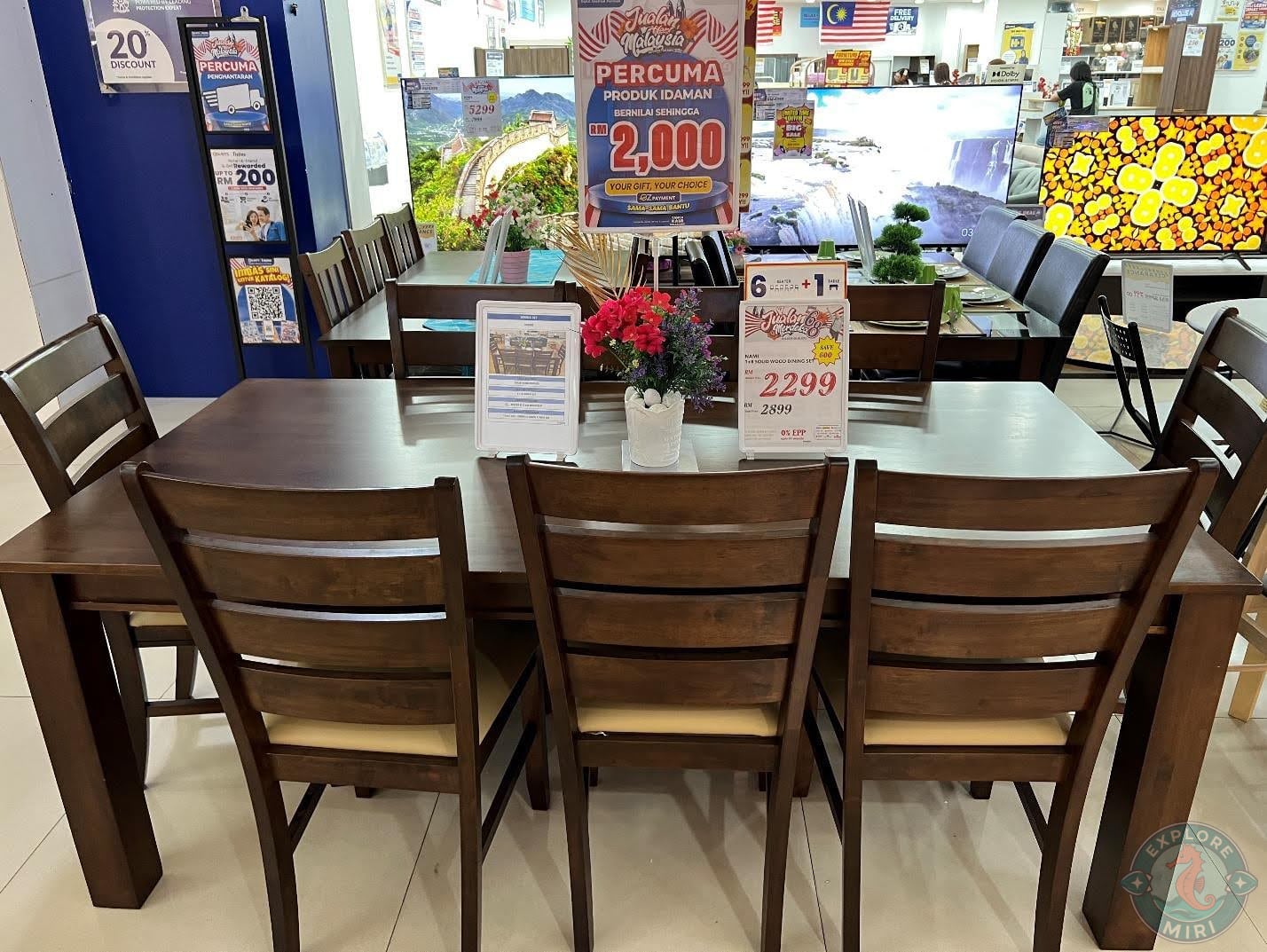 large 8-seater dining table setup