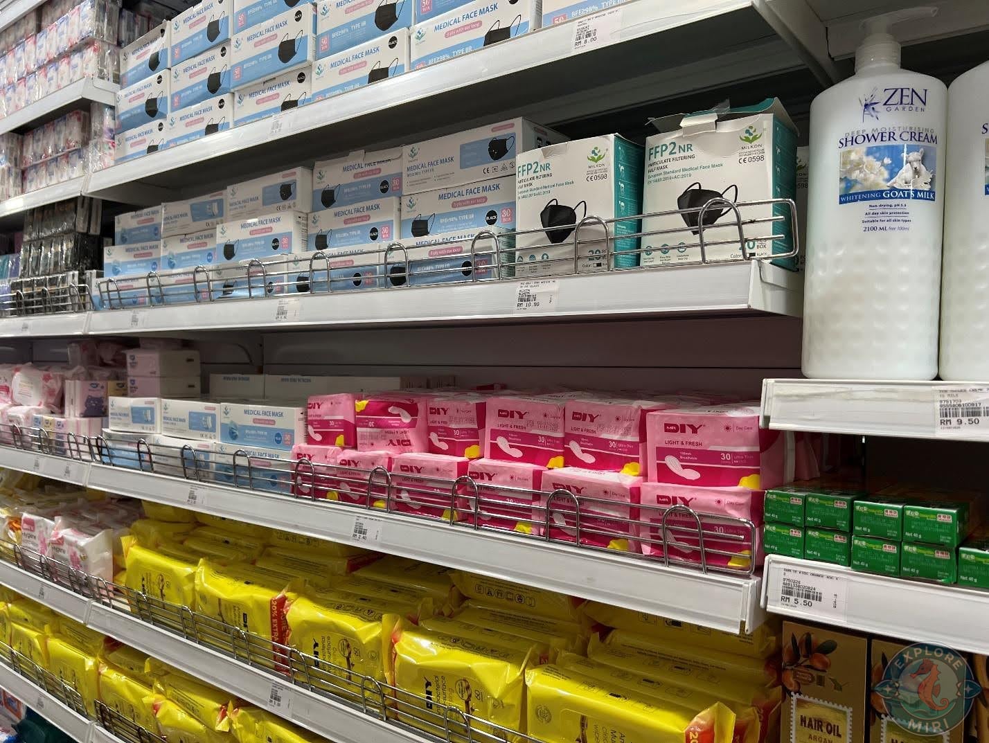 medical and sanitary items such as masks, pads and wipes
