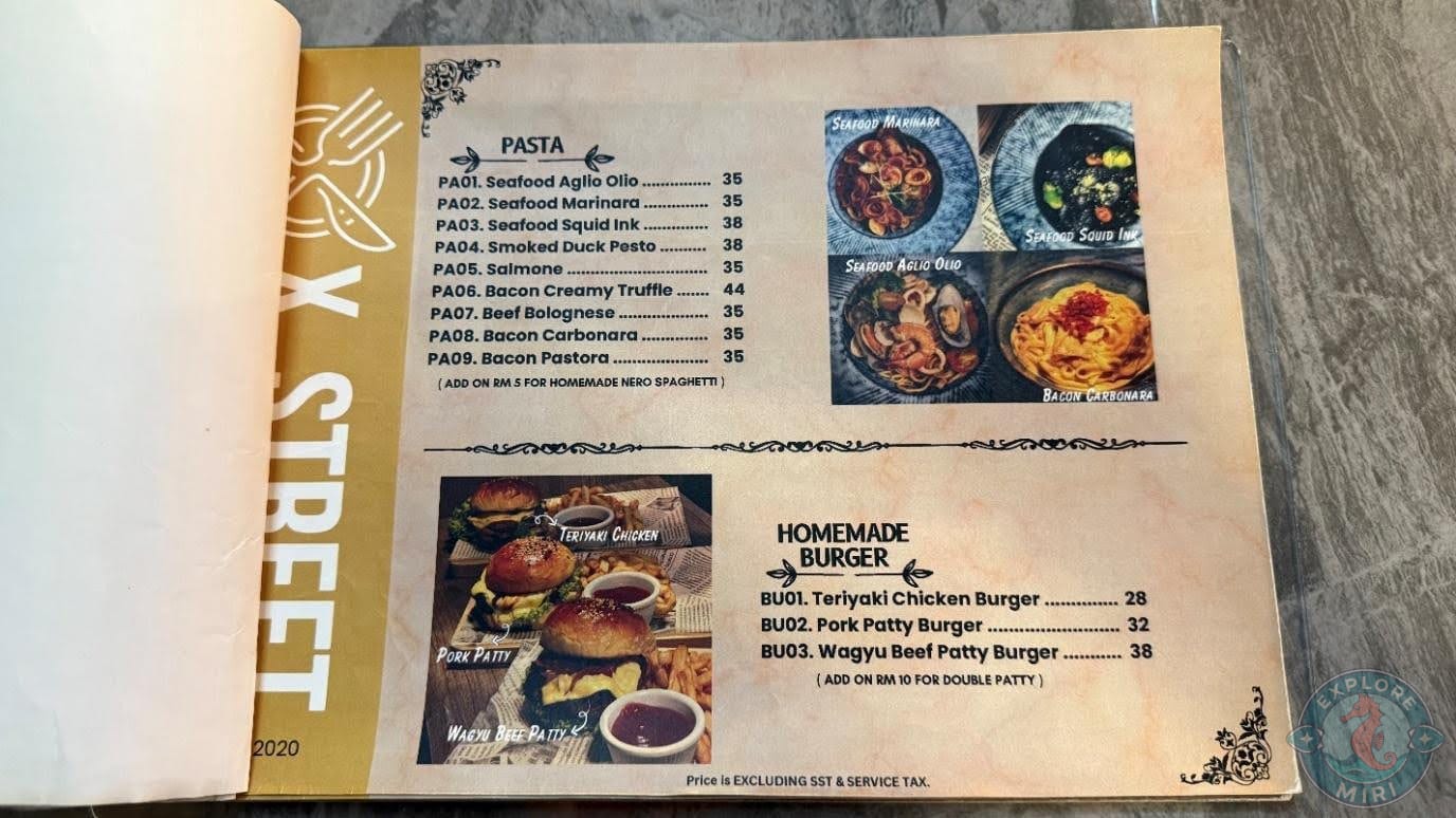 pasta and burger section