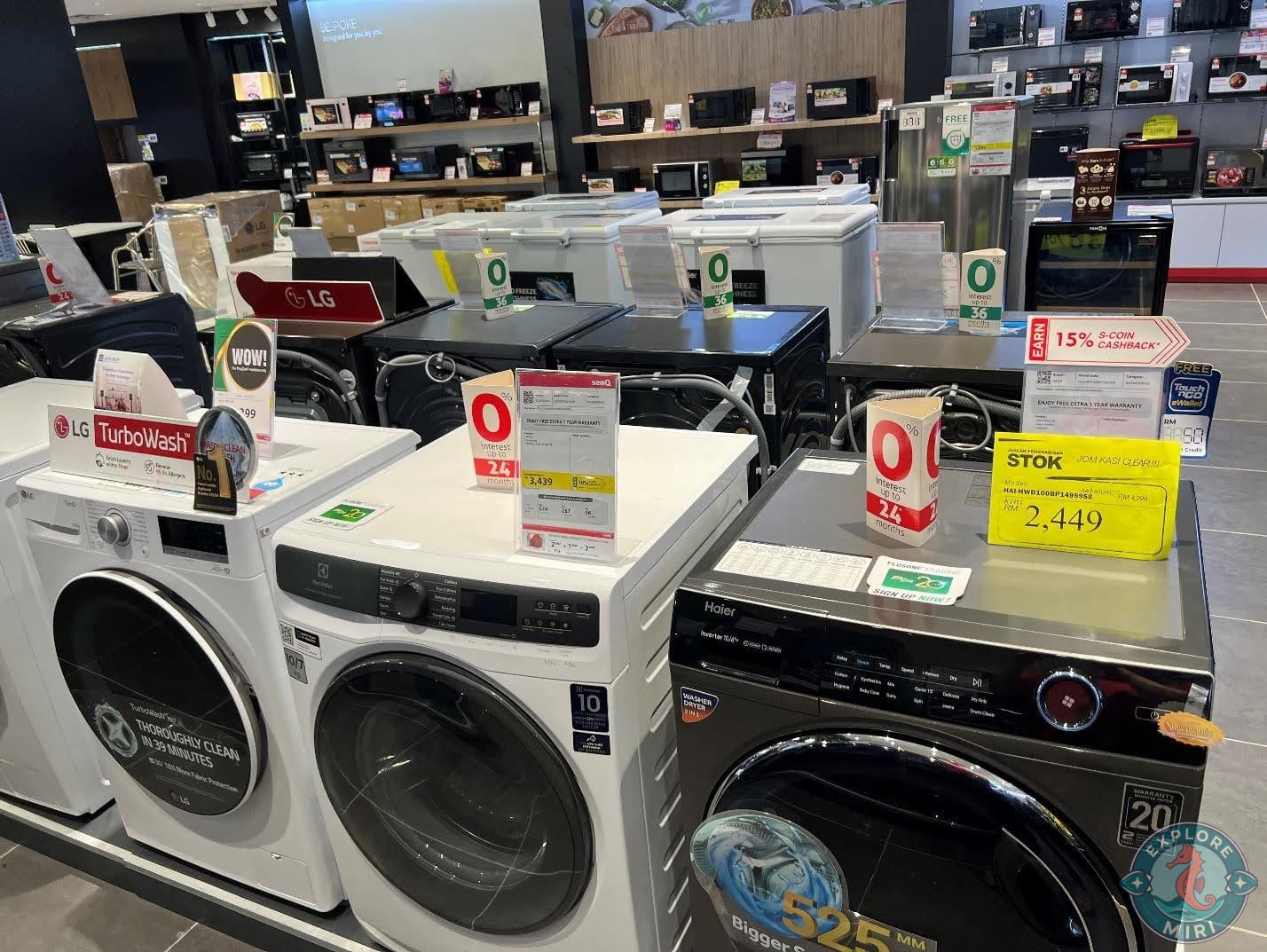 section of Washing Machines with brands like LG and Haier