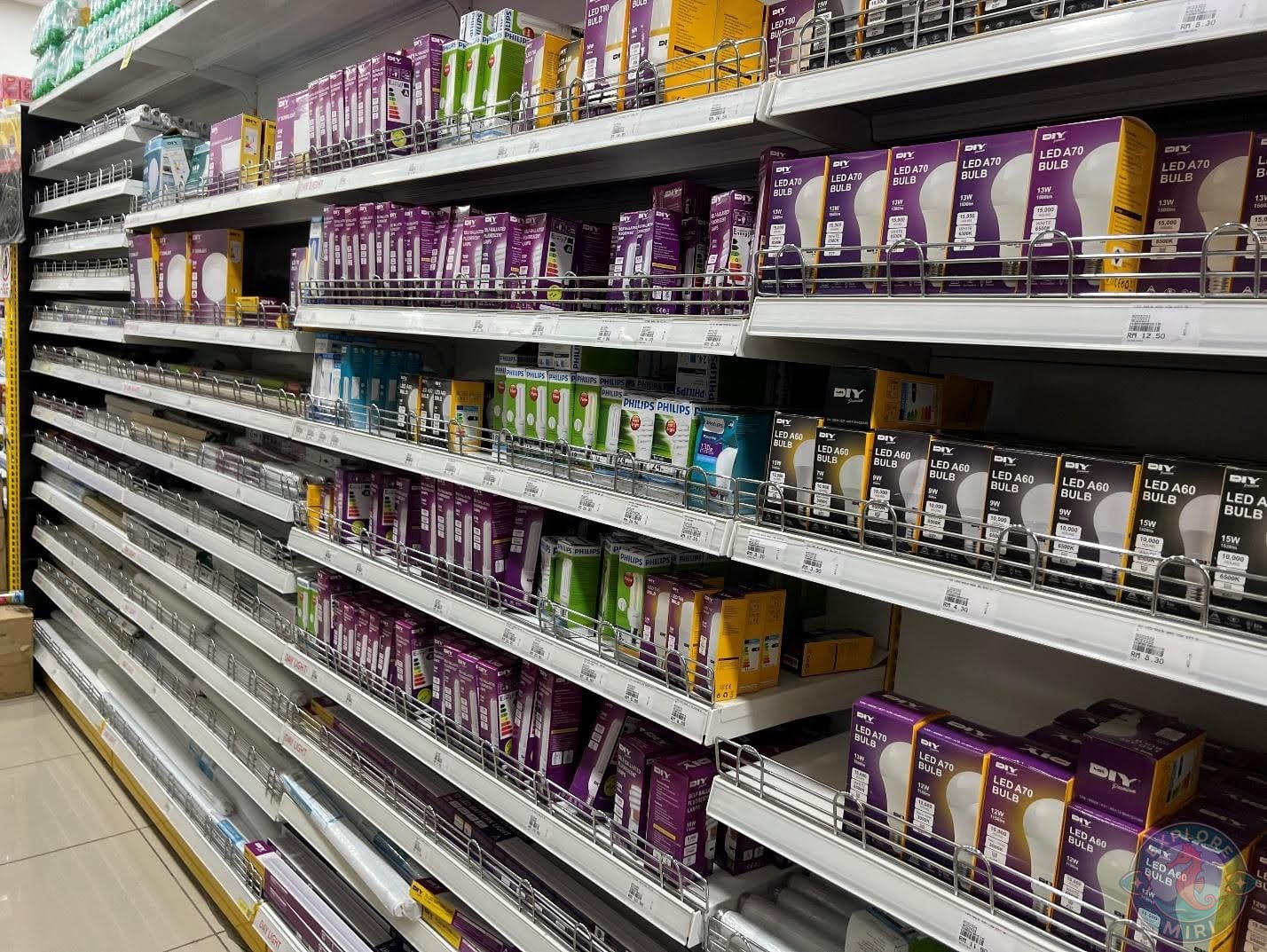 section of light bulbs