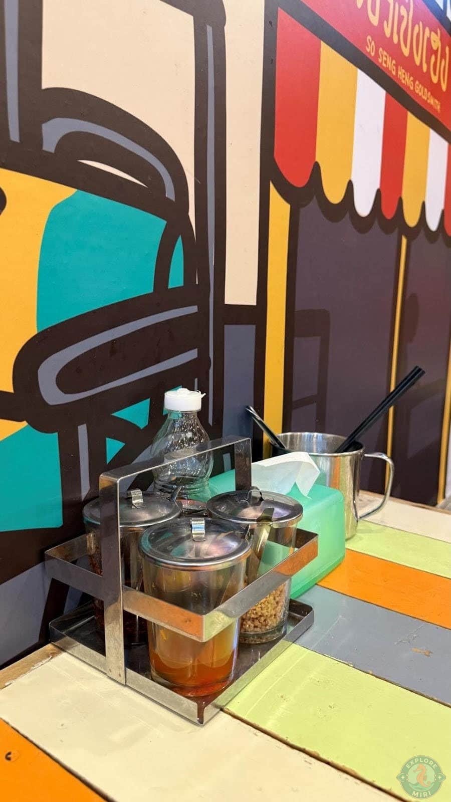 tray of sauces and crunchy toppers