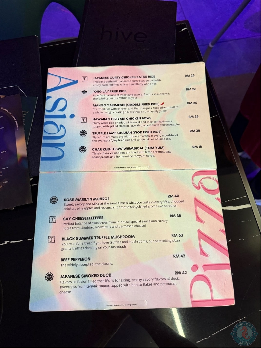 Asian and pizza section 