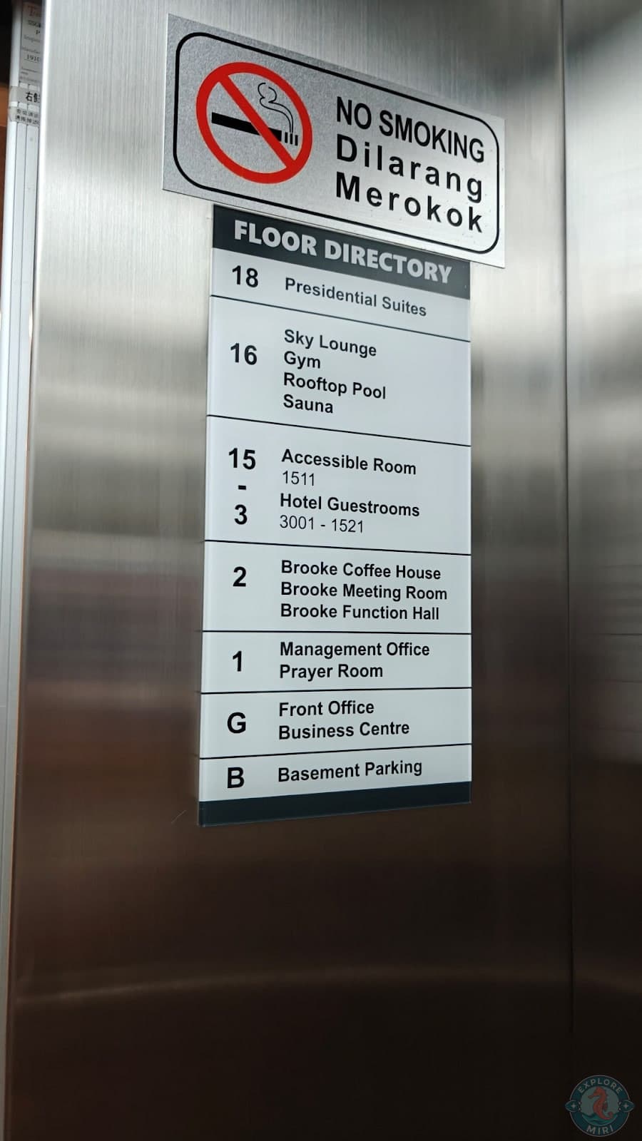 Inside the lift, they had a floor directory