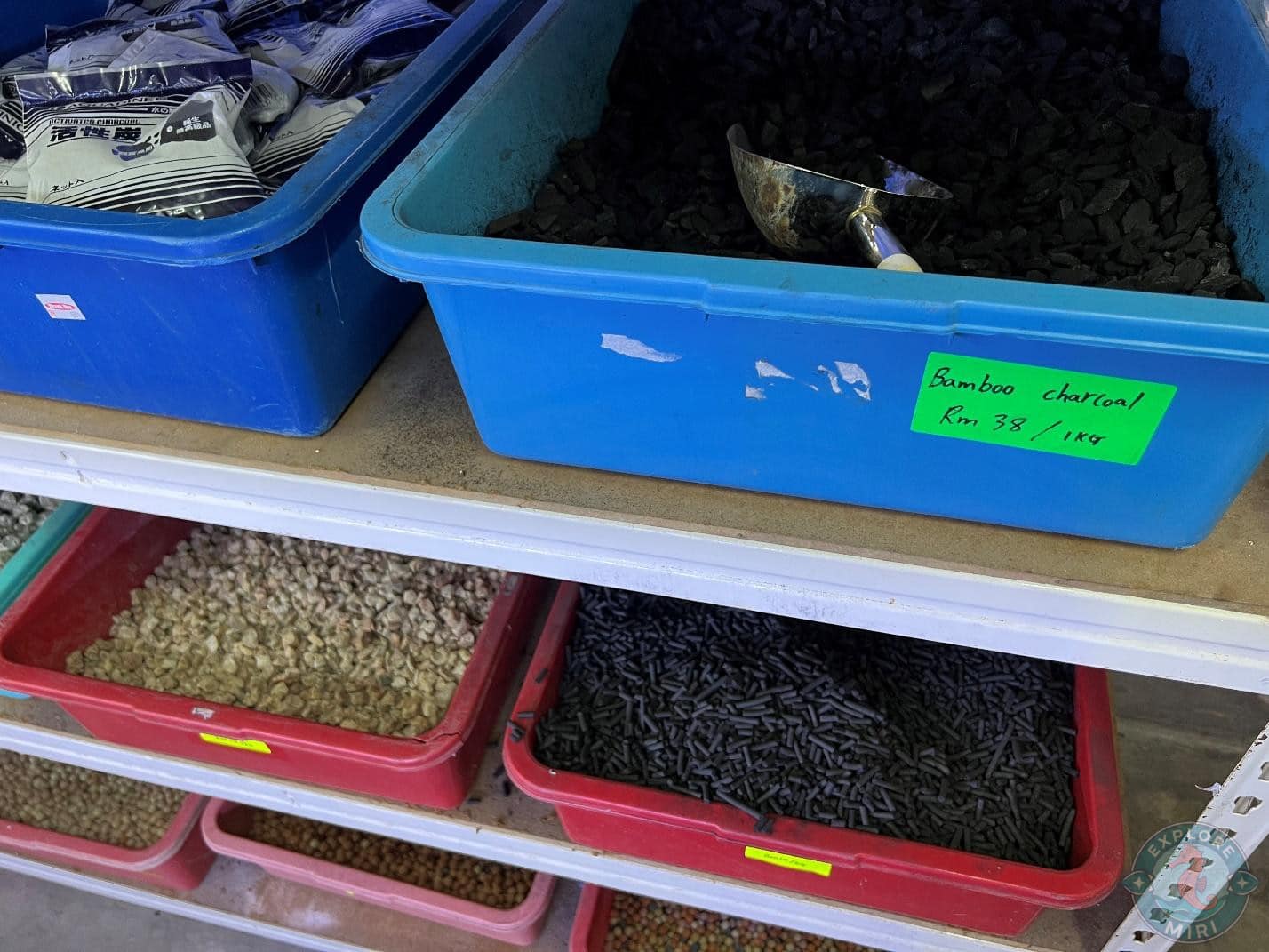 bamboo charcoal and other pebbles and stones