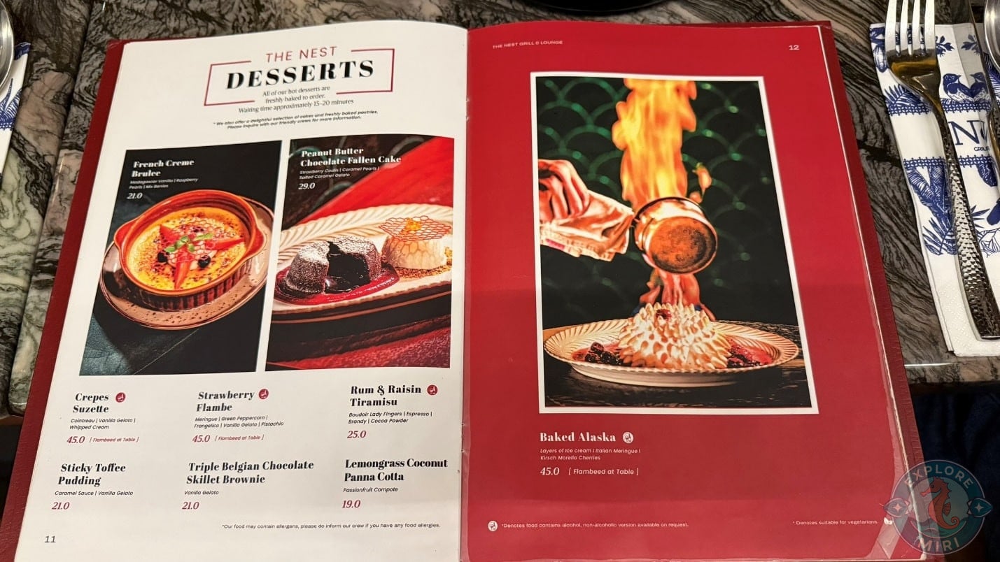 dessert menu