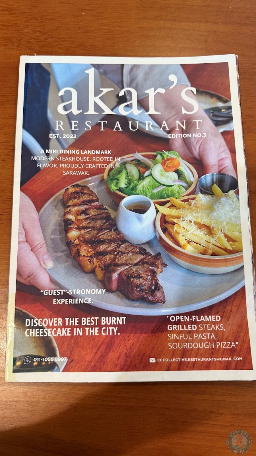 front page of the menu featured reviews from their customers