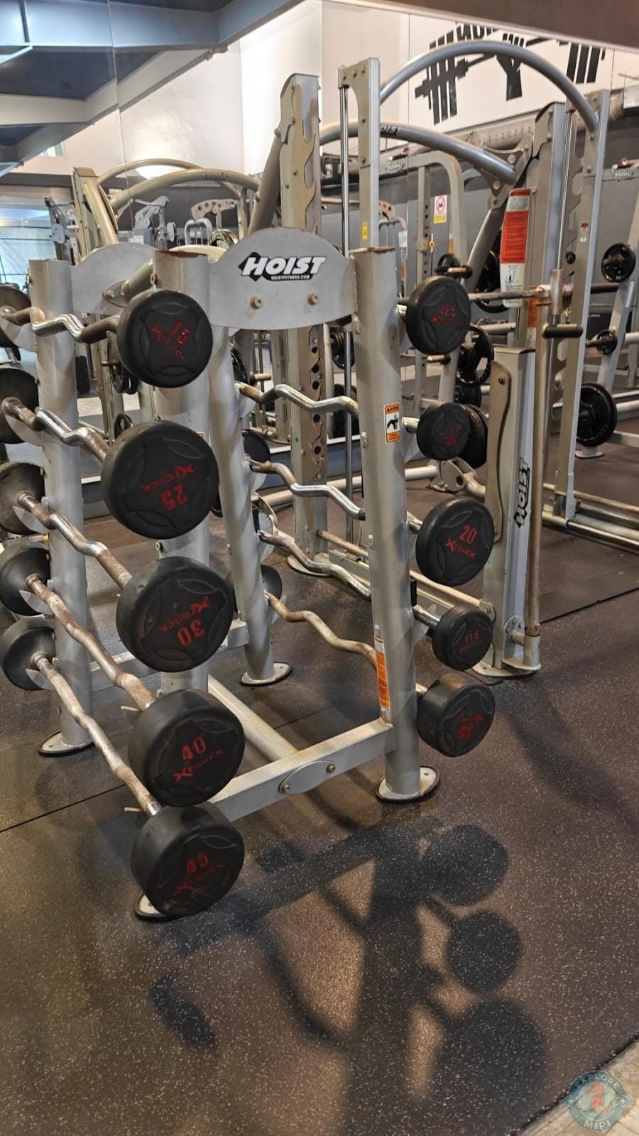 gym had bars with various weights