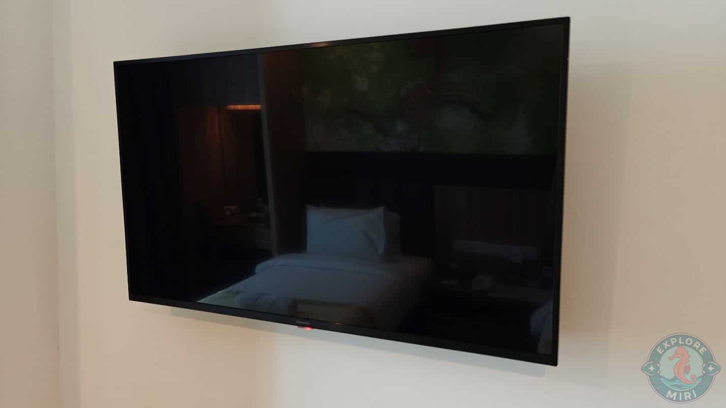 large TV mounted on wall