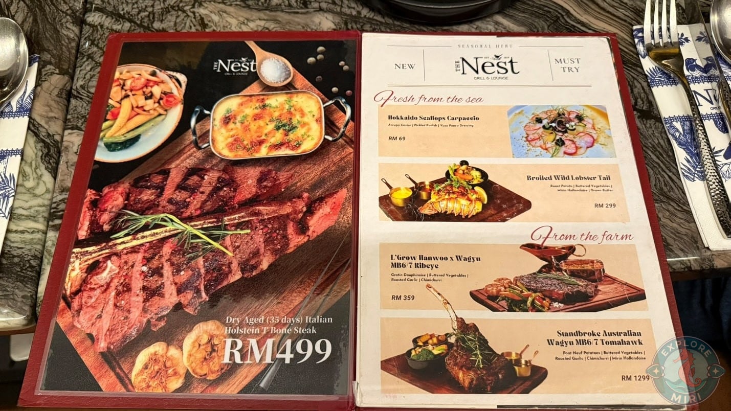 menu displayed a “from the farm” and “from the sea” section