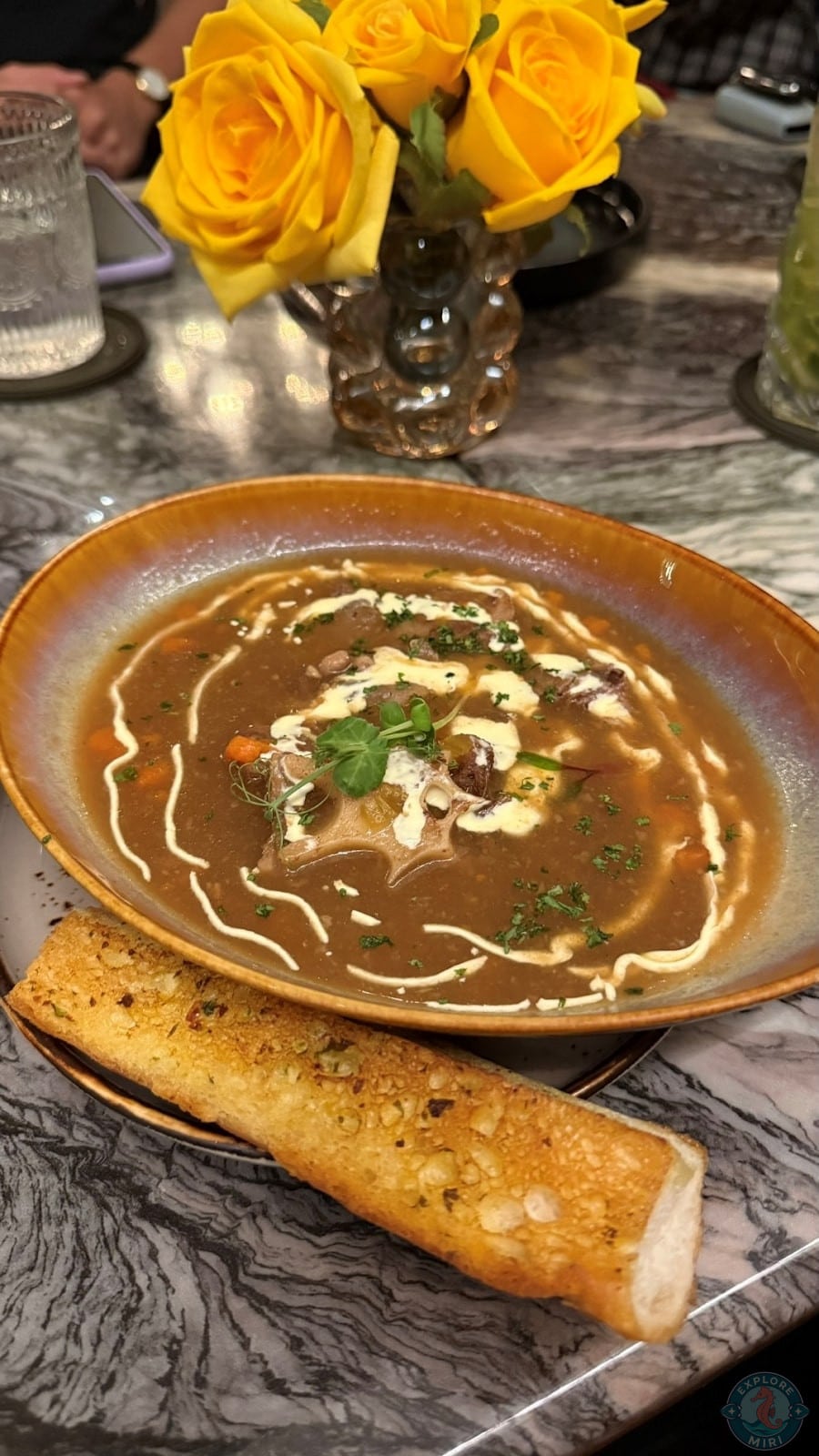oxtail soup which was spicy and rich served with crispy bread
