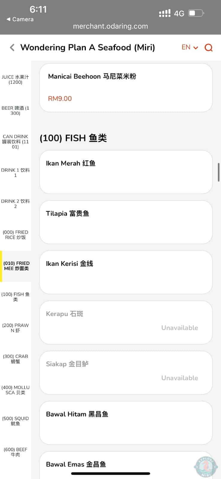 red snapped, tilapia and bawal