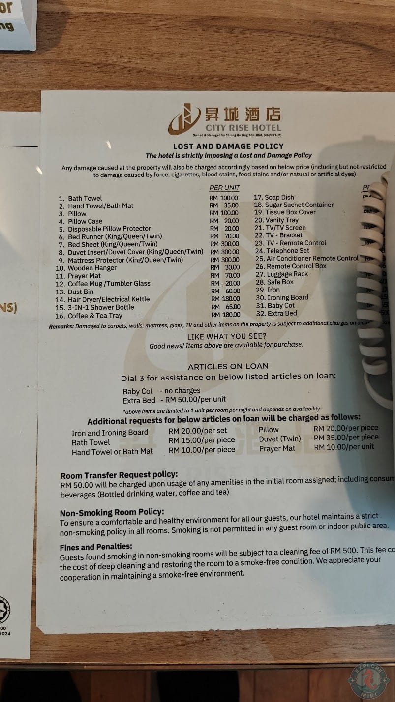 room service menu also