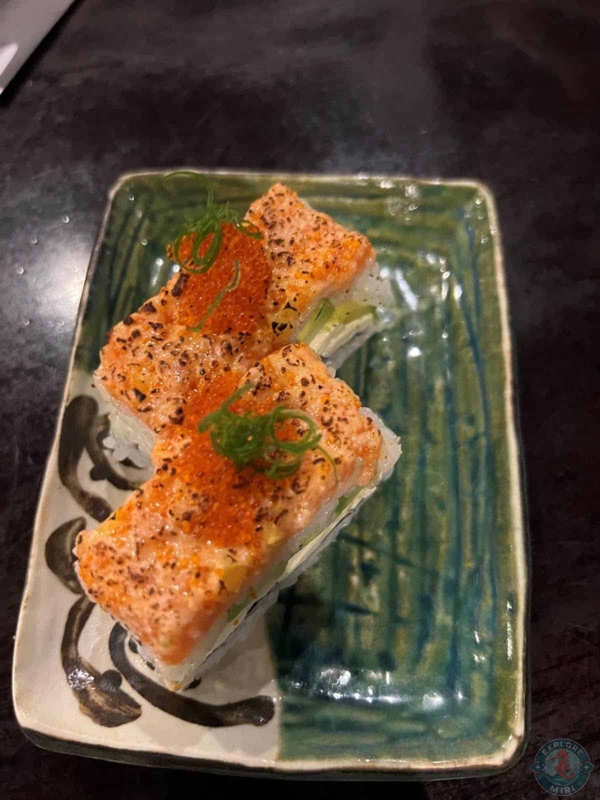 salmon cheese oshizushi sandwich