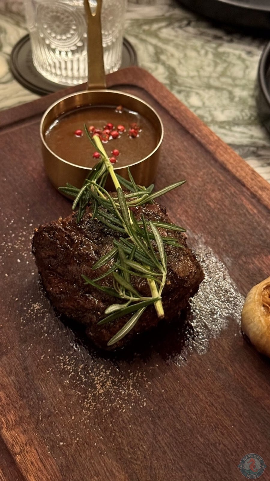 steak which was crispy and charred from the outside and soft from the inside