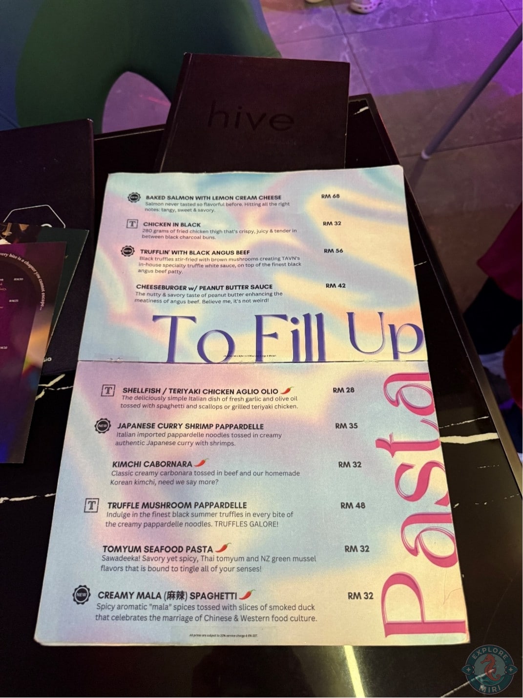 to fill up and pasta section