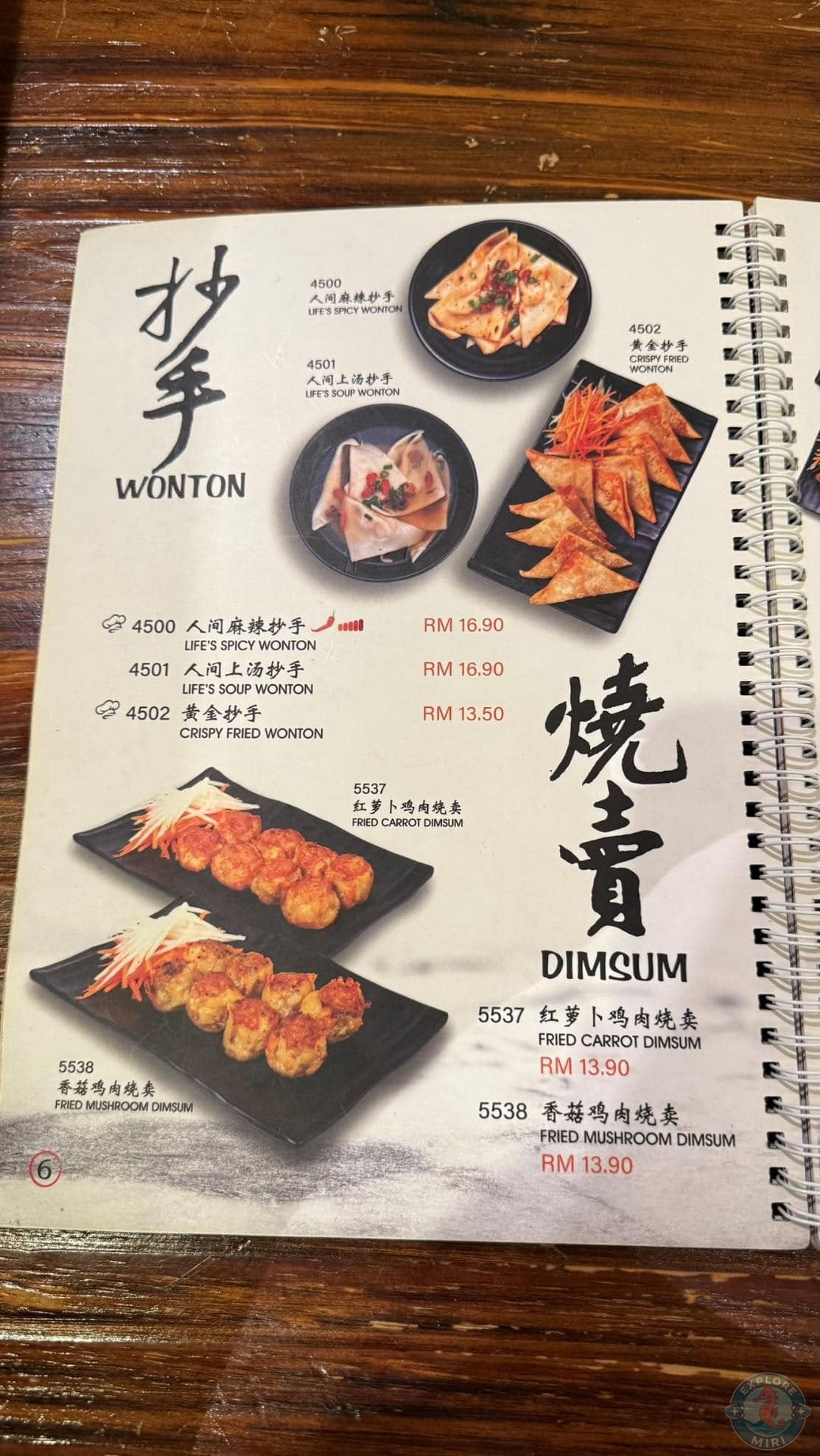 wonton menu