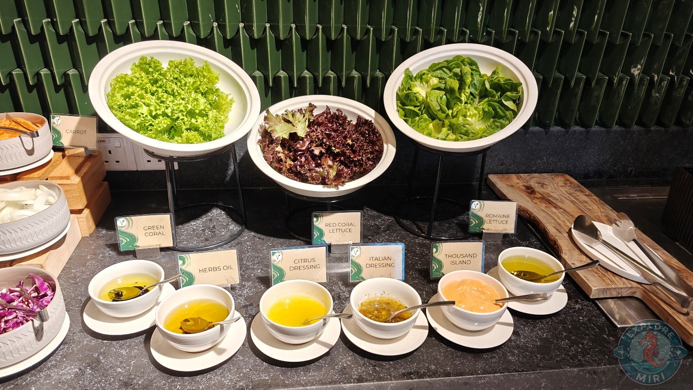 Half a dozen salad dressings were available