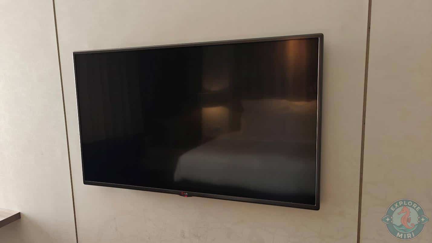 TV screen was mounted on the wall