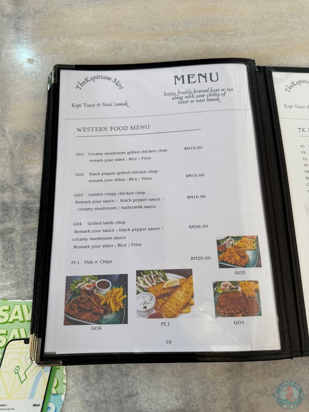 Western food menu