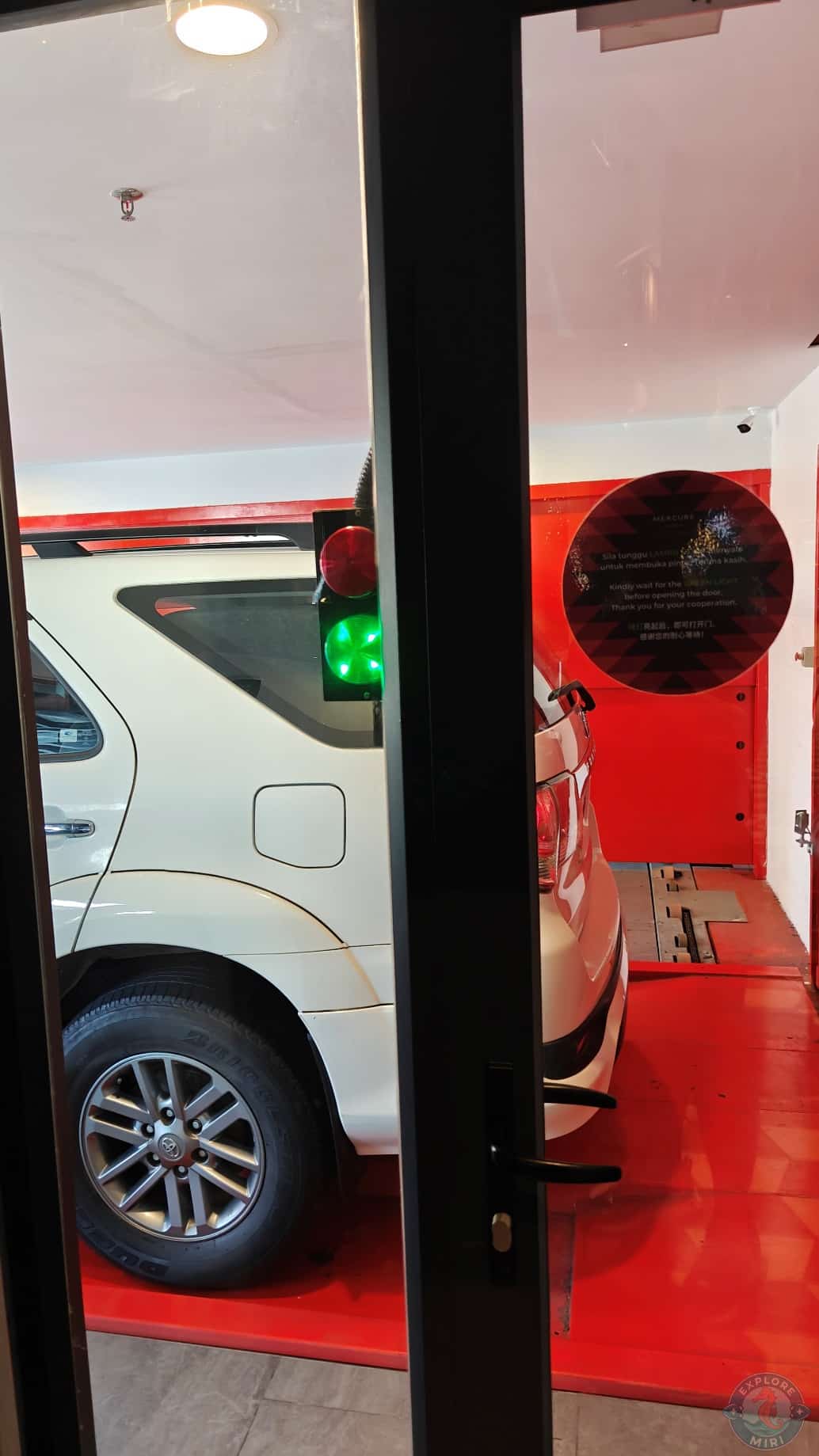 When my car arrived, I could see it through the big glass doors