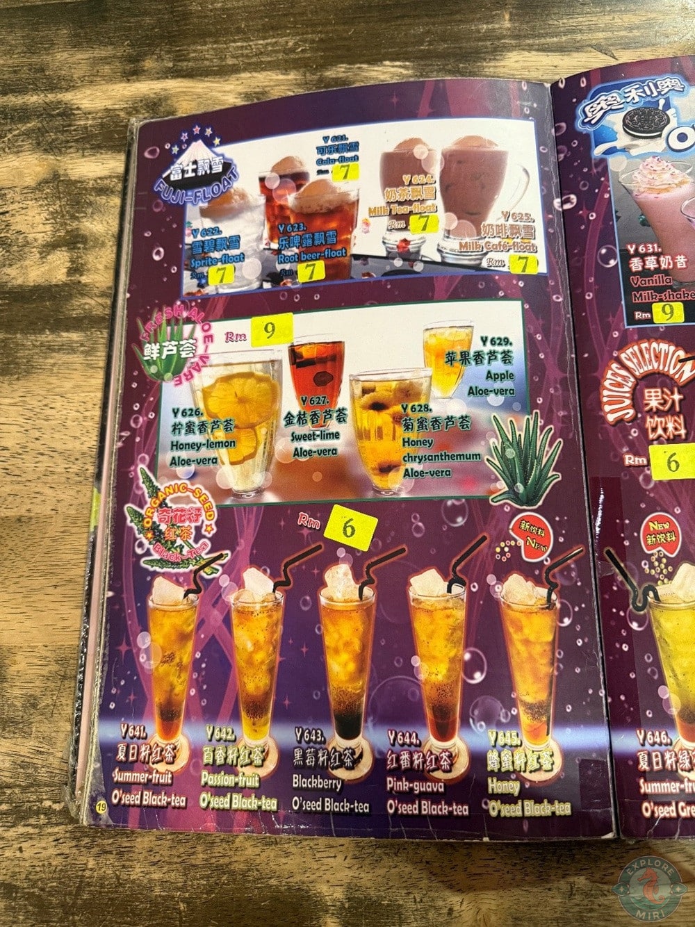 X Cuisine Miri Menu Fuji Float Fresh Aloe Vera Organic Seed Black Tea 25