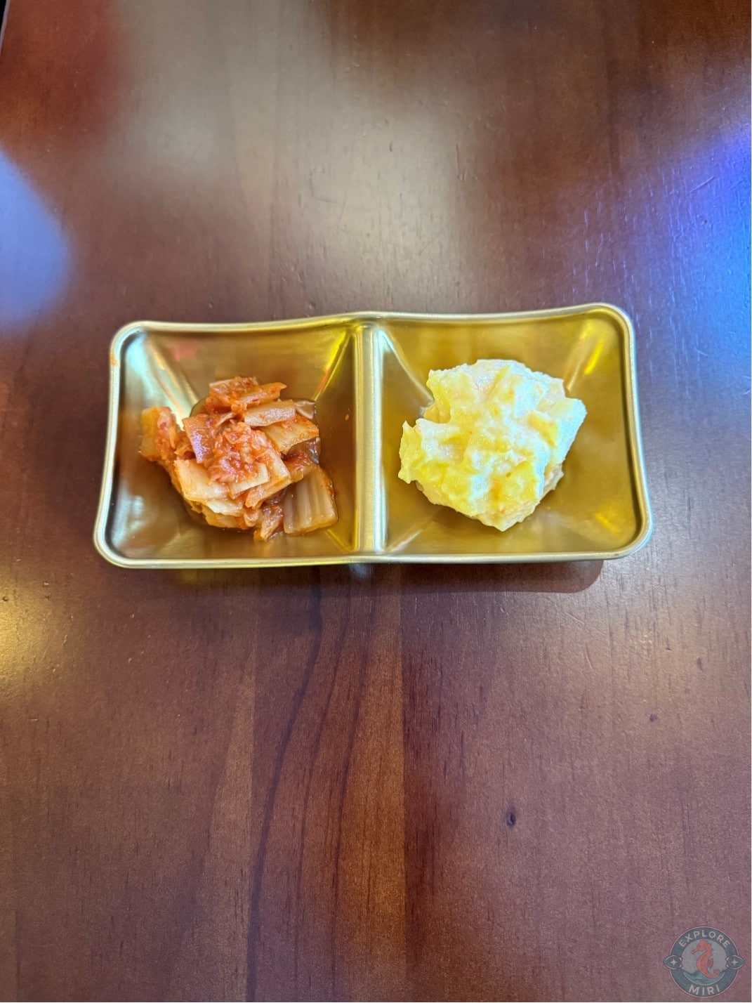 banchan dish with kimchi and pickled radish