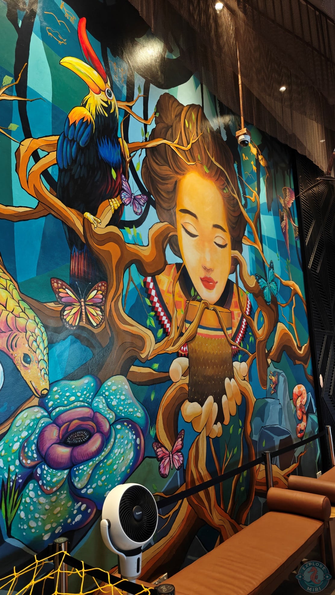 bright and colourful mural took up an entire wall