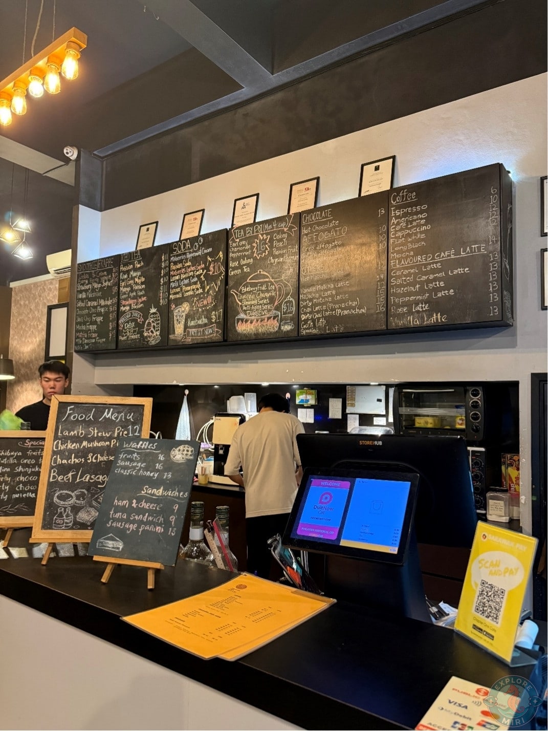 chalk board to display their menu items above the counter