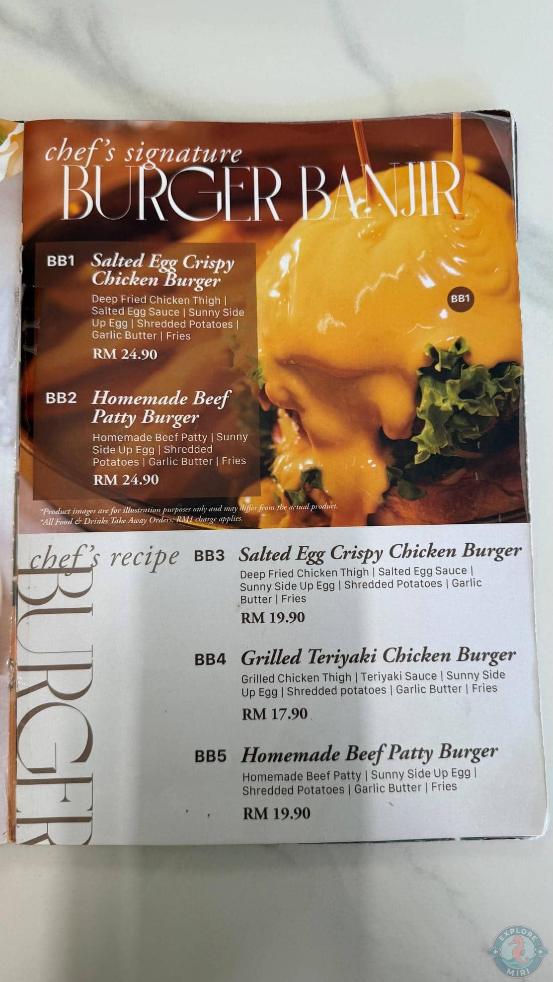 chef's signature burger options