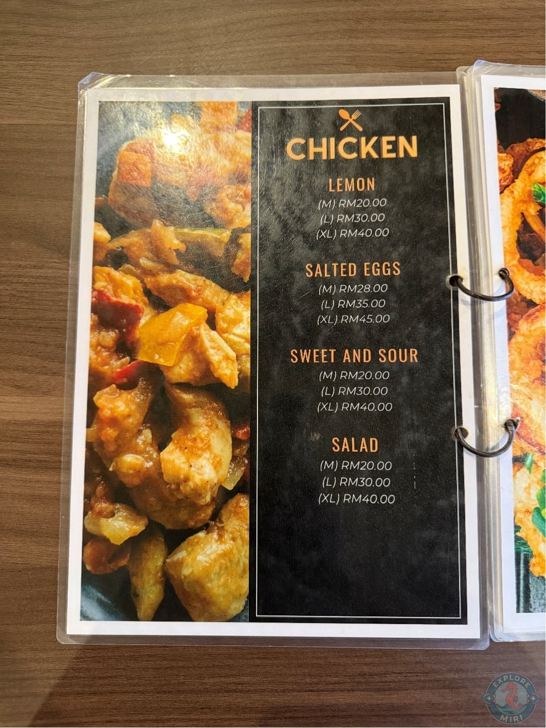 chicken menu