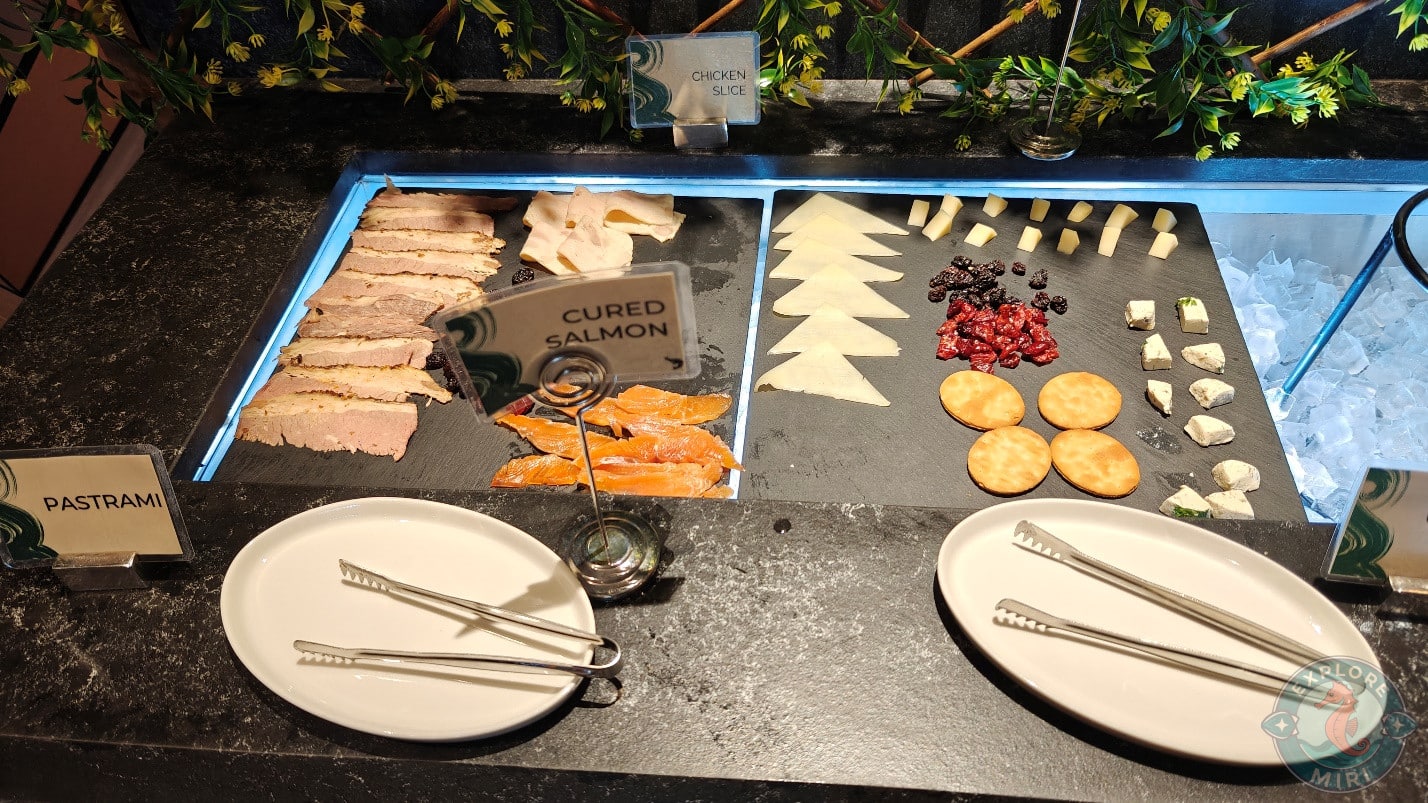 cold platter of cheese and meat