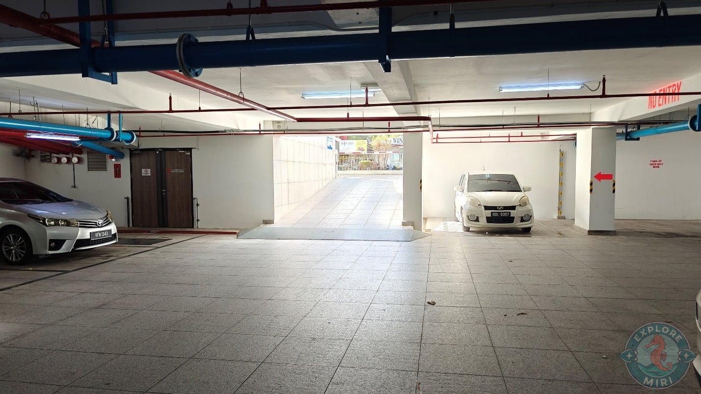 entrance to the parking lot