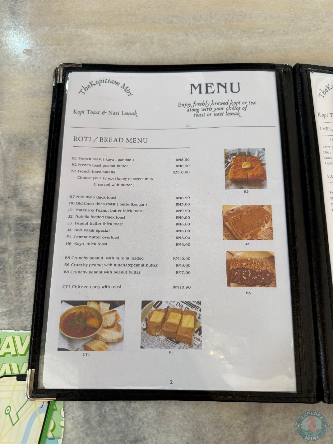 extensive roti bread menu page 2