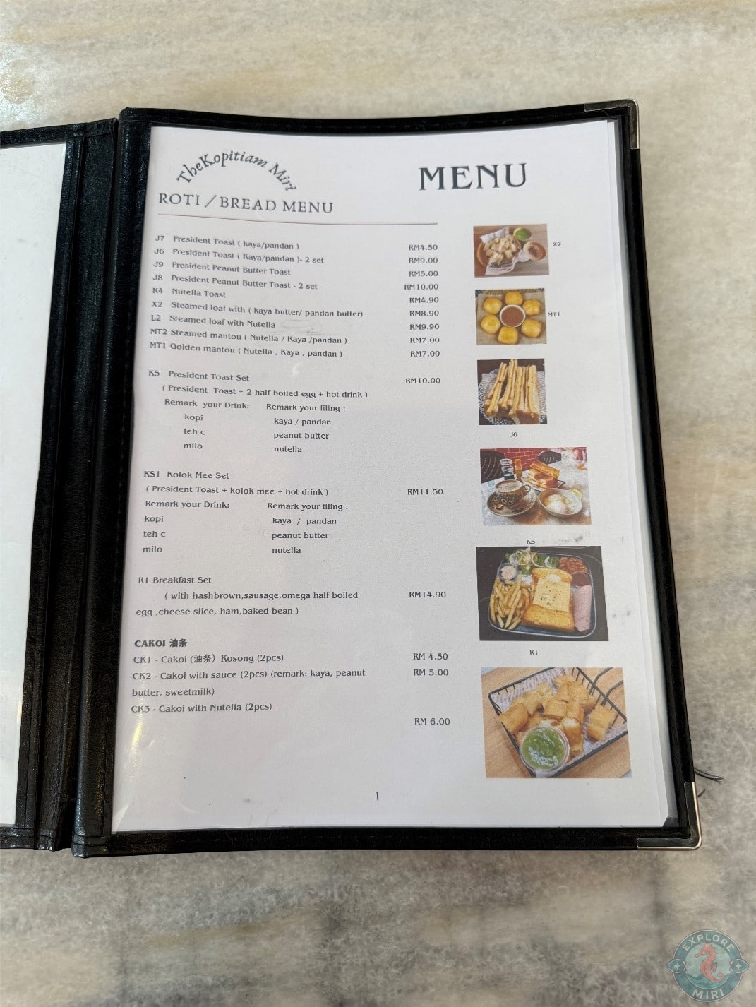 extensive roti bread menu