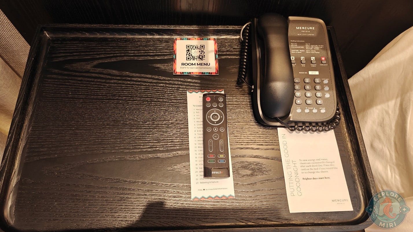 intercom system and a QR code for the room menu